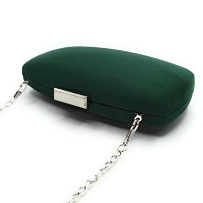 Clutch Bag Party Bag Dark Green Oval Suede