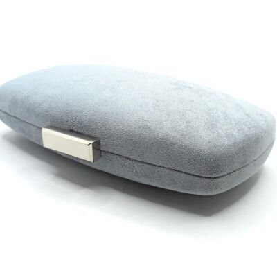 Clutch Bag Party Bag Oval Suede Light Gray