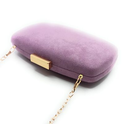 Clutch Bag Partytasche Wildleder Oval Lavendel