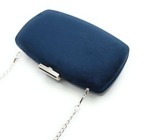 Cartera De Mano Bolso Fiesta · Ante Ovalado Azul Noche