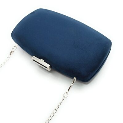 Pochette Party Bag Ovale Daim Bleu Nuit