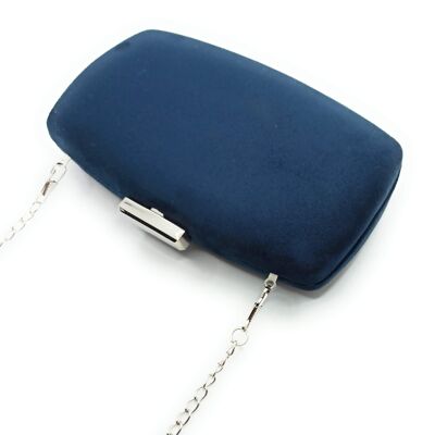 Clutch Bag Party Bag Oval Suede Midnight Blue