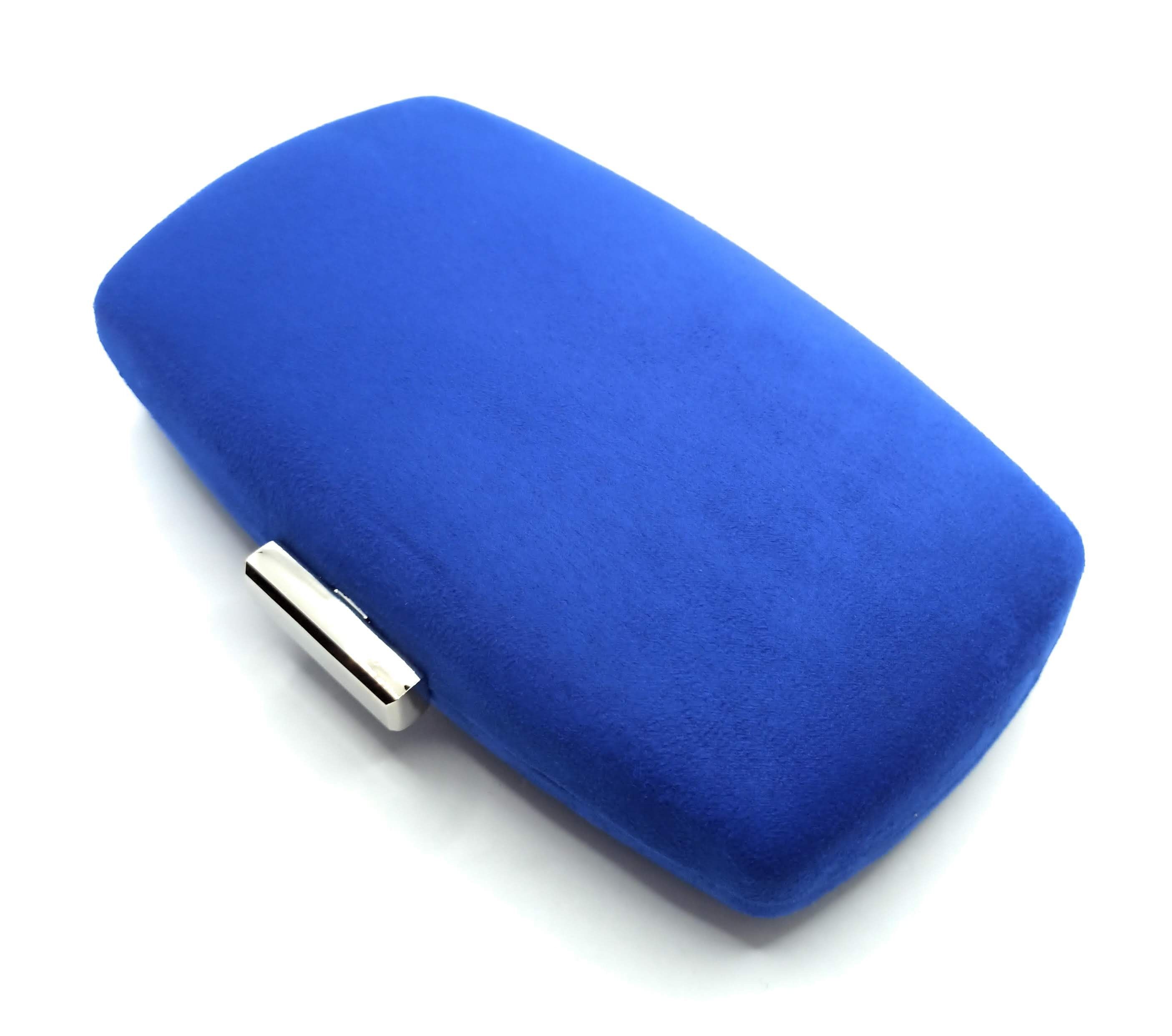 Pochette Borsa da festa ovale in pelle scamosciata Klein blu