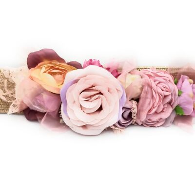 Cintura a fiori · Toni rosa rafia