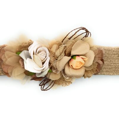 Ceinture Fleur Mocca Raphia