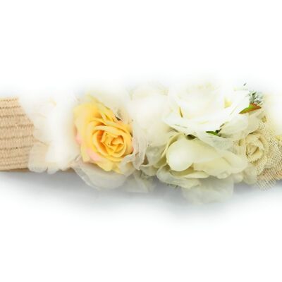 Blumengürtel Weiße Rosen Bast