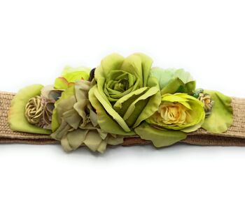 Ceinture Fleur Raphia Vert Clair 2