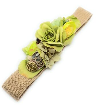 Ceinture Fleur Raphia Vert Clair 6