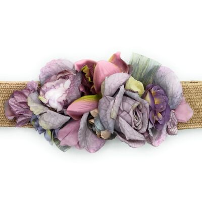 Flower Belt Purple Lilac Raffia