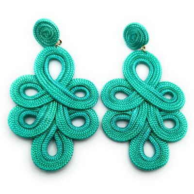 Boucles d'oreilles flamenco longues et légères Verde Esmeralda