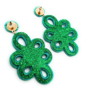 Boucles d'oreilles flamenco longues et légères Verde Esmeralda 3