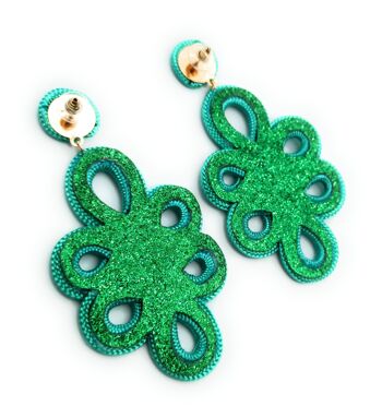 Boucles d'oreilles flamenco longues et légères Verde Esmeralda 6