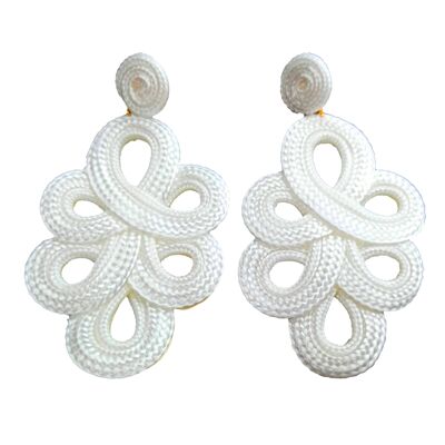 Long and light flamenco earrings Ivory