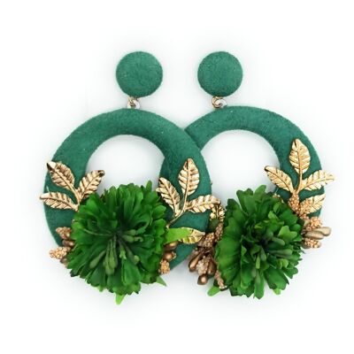 Large flamenco earrings Green Hoop
