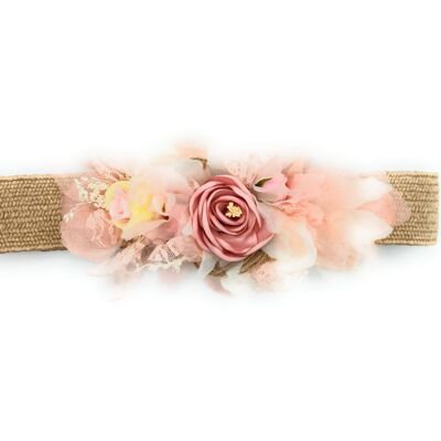 Flower Belt Pastel Pink Raffia (last unit!)