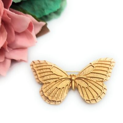 Broche para Mantoncillo Flamenco de Mariposa · Dorado Mate