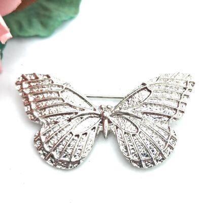 Broche para Mantoncillo Flamenco de Mariposa · Plateado