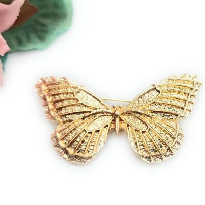 Broche para Mantoncillo Flamenco de Mariposa · Dorado Brillante