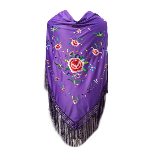 Mantoncillo bordado de flamenca · Morado (175 x 85cm)