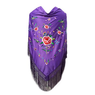 Embroidered flamenco shawl Purple (175 x 85cm)