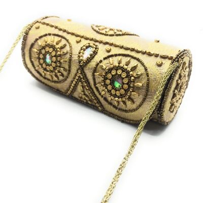 Handbag Party Bag Embroidered ethnic handicrafts, Golden Tube (last unit!)