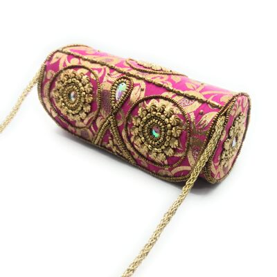 Handbag Party Bag Embroidered ethnic handicrafts, Bougainvillea Tube (last unit!)