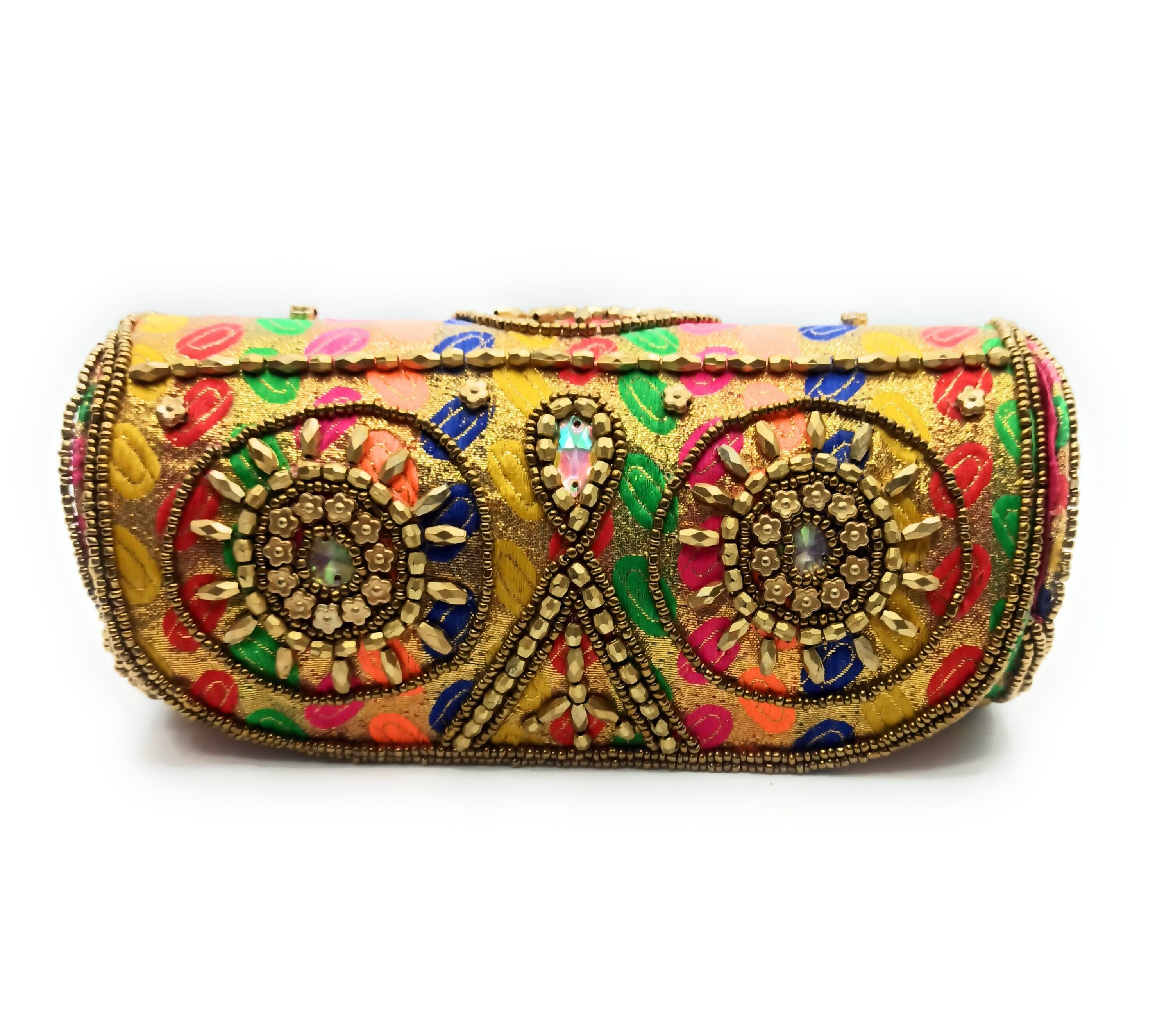 Borsa da festa a mano Artigianato etnico ricamato, tubo a pois multipli