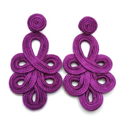 Boucles d'oreilles flamenco longues et légères Violet