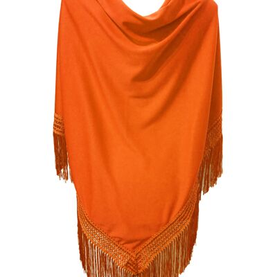 Large and plain flamenco shawl Orange (175 x 85cm)