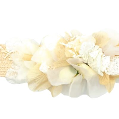 Flower Belt Cream Raffia