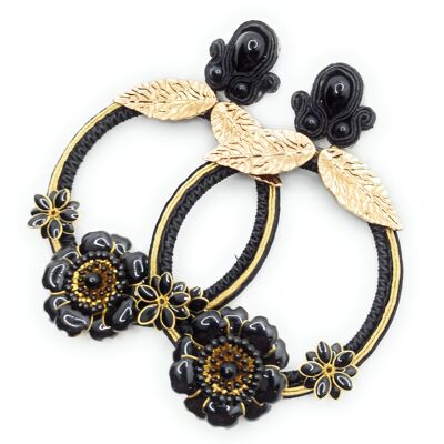 Grandes boucles d'oreilles flamenco Noir XXL Hoop