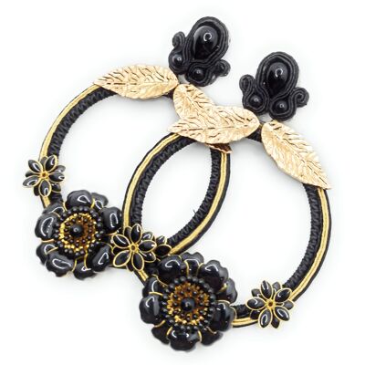Large flamenco earrings Black XXL Hoop