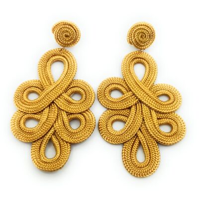 Long and light flamenco earrings Mustard