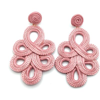 Boucles d'oreilles flamenco longues et légères · Rose clair