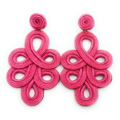 Long and light flamenco earrings Fuchsia