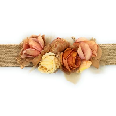 Flower Belt · Orange Raffia