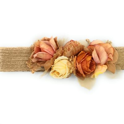 Flower Belt · Orange Raffia