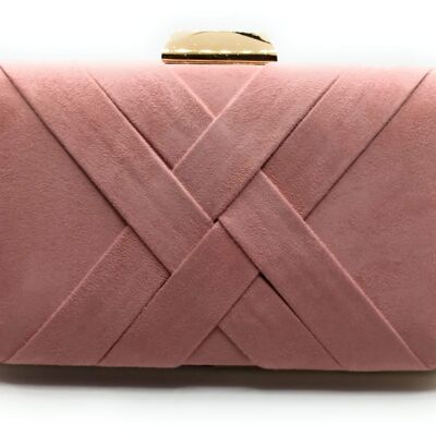 Clutch Bag Party Bag · Crossed Suede Old Pink
