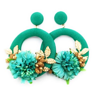 Large flamenco earrings Turquoise Hoop