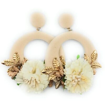 Large flamenco earrings Ivory Hoop