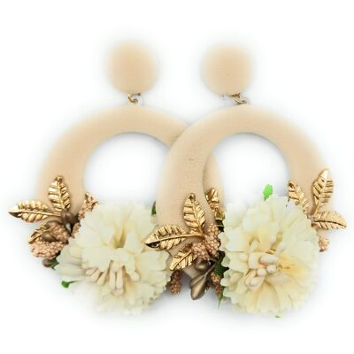 Large flamenco earrings Ivory Hoop