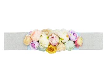 Ceinture Fleur Pastels Argentés 1