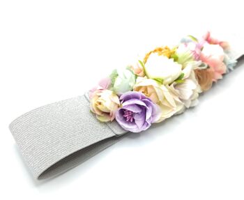 Ceinture Fleur Pastels Argentés 4