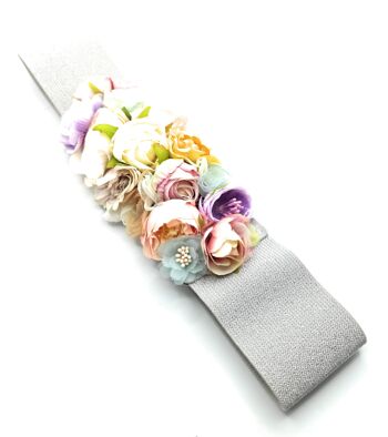 Ceinture Fleur Pastels Argentés 5