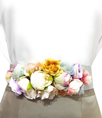 Ceinture Fleur Pastels Argentés 3