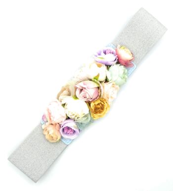 Ceinture Fleur Pastels Argentés 6