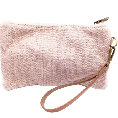 Small Canvas Bag Leather Handles Nude
