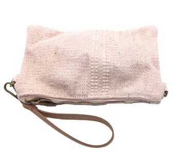 Petit Sac Toile Anses Cuir Nude 3