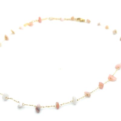 Short Necklace Semiprecious Stones Rose Gold