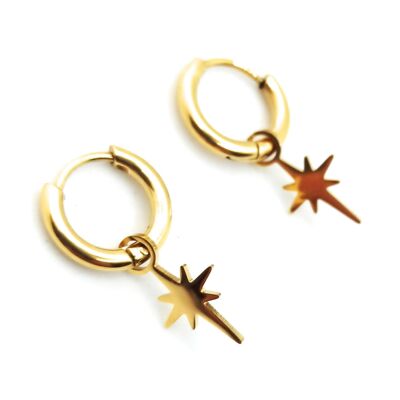 Boucles d'Oreilles avec Pendentifs Gold Star Hoop